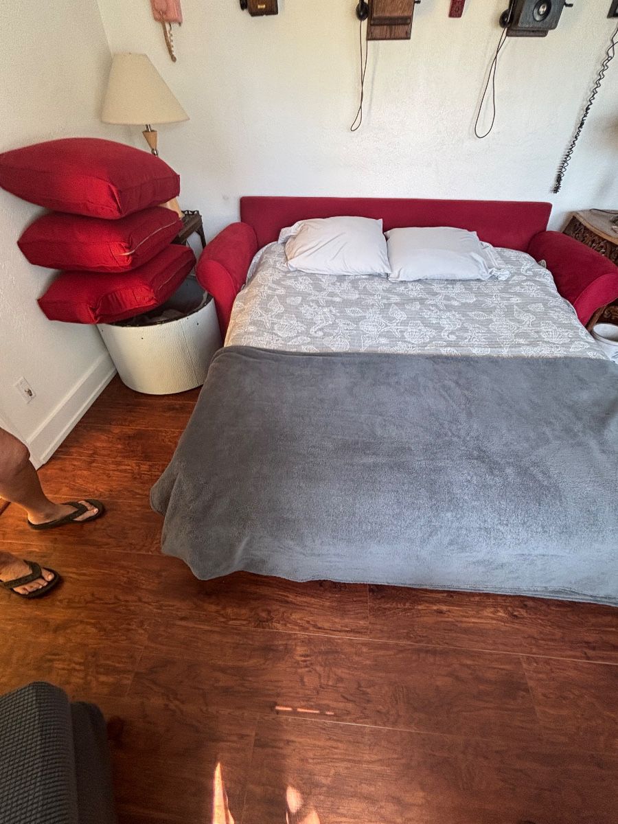 Convertible Sofa Bed Futon with Red Upholstery