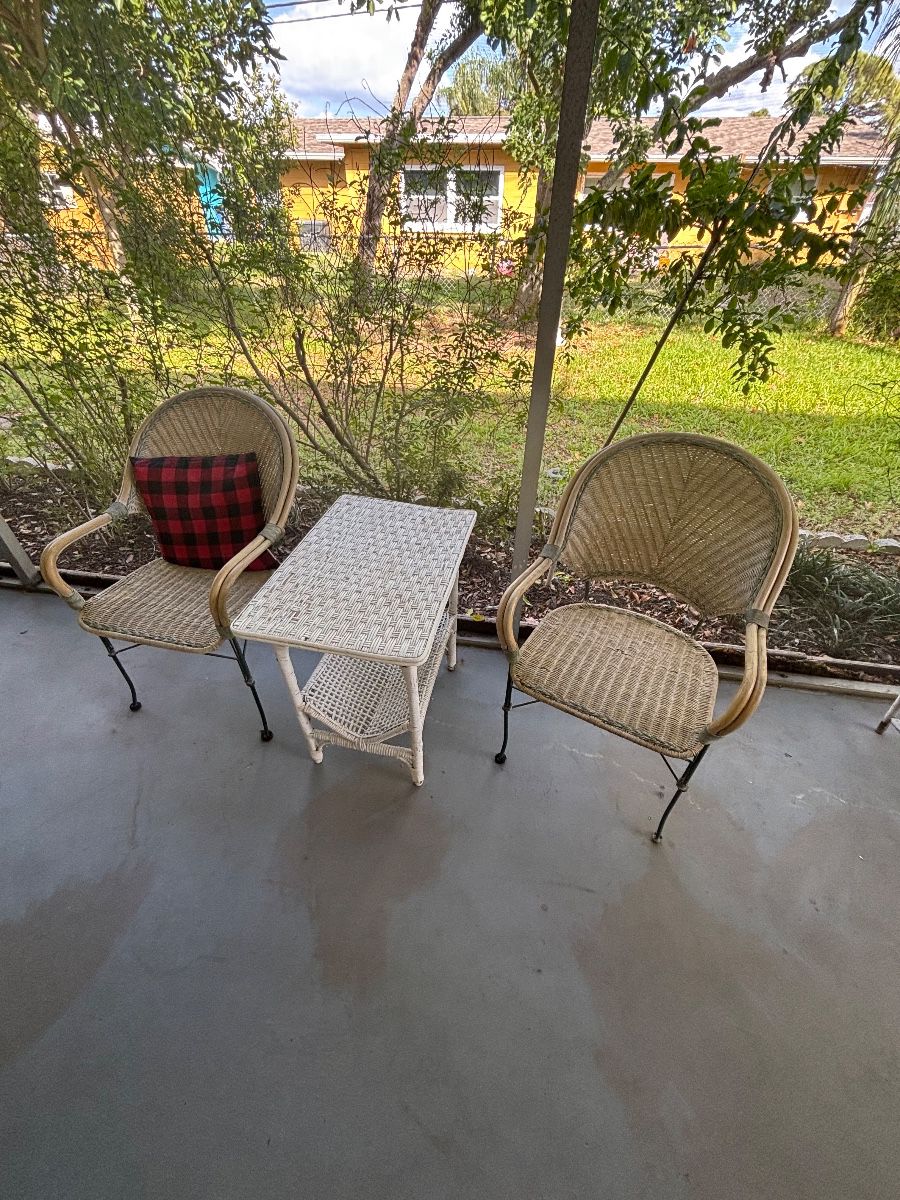 Wicker Patio Set with Side Table