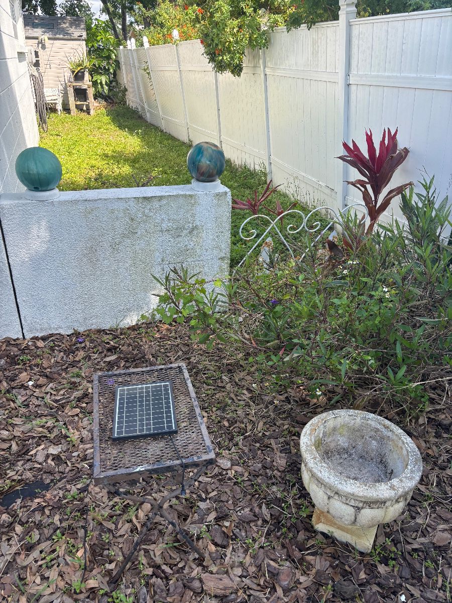 Garden Decor Lot with Planter & Solar Panel