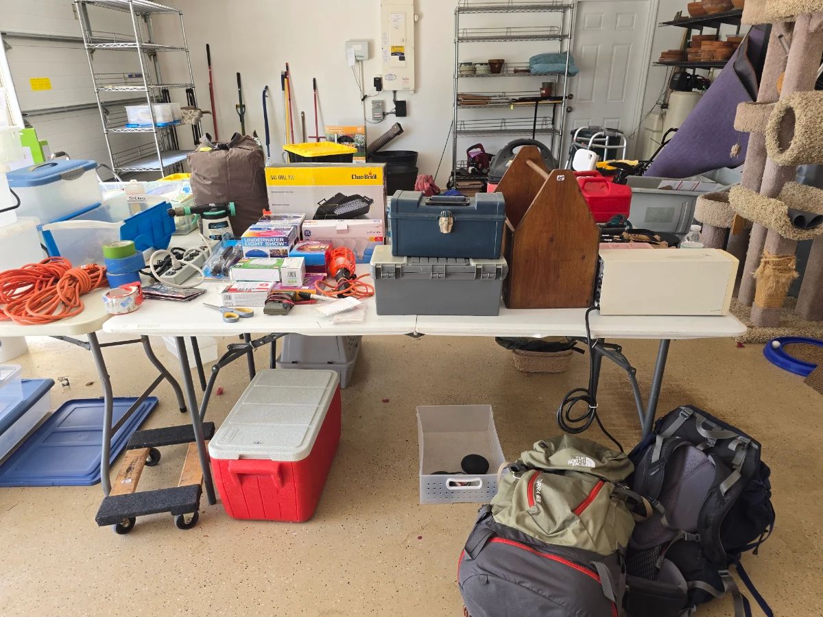 Garage & Storage Assortment: Tools, Containers & Outdoor Gear
