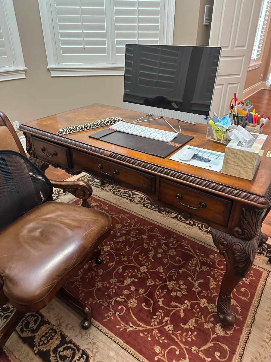 Vintage Executive Desk & Office Setup
