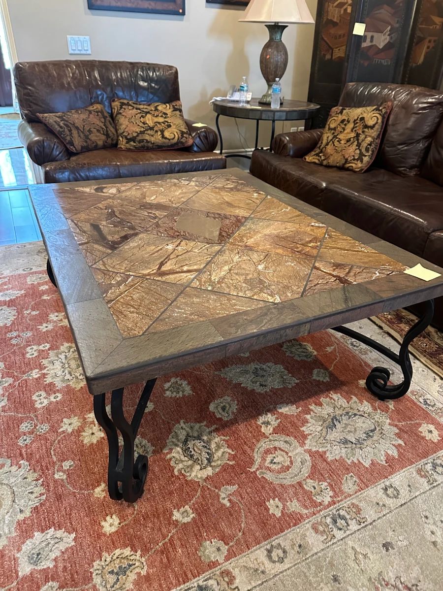 Stone Inlay Square Coffee Table