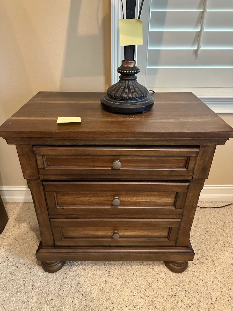 Wood Three-Drawer Nightstand
