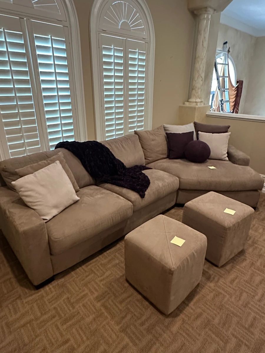 Modular Sectional Sofa with Chaise Lounge and Matching Cube Ottomans