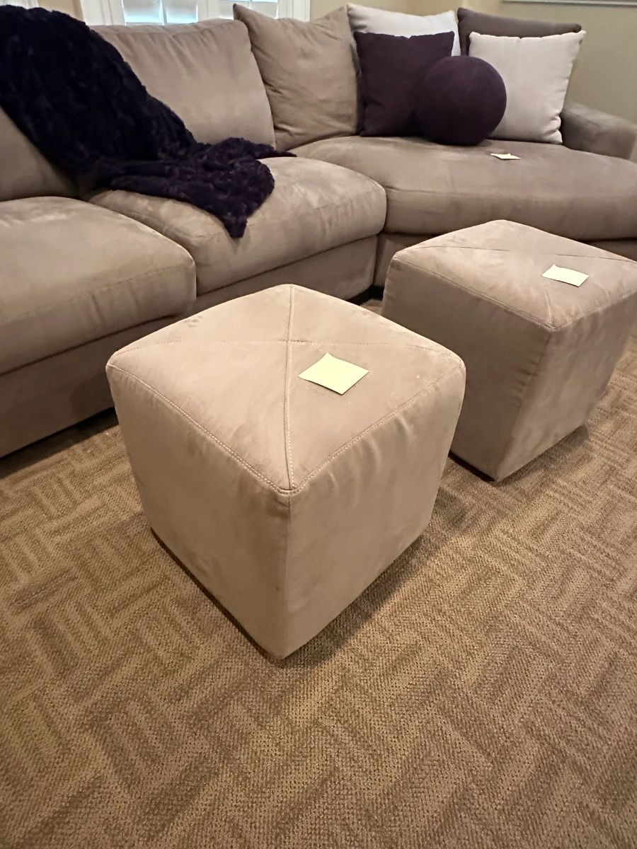 Cube Ottomans & Plush Throw Set