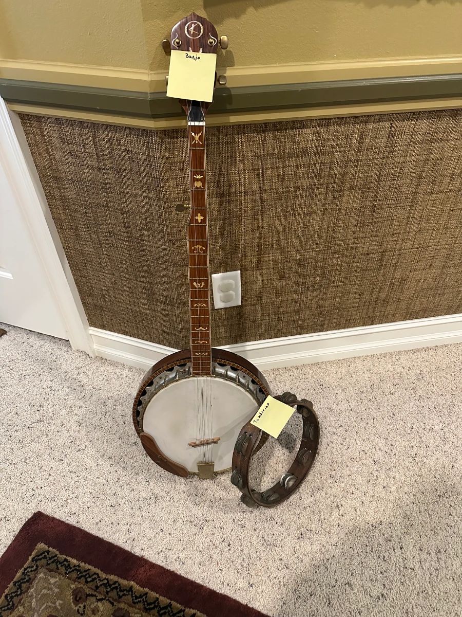 Vintage 5-String Banjo and Tambourine Lot