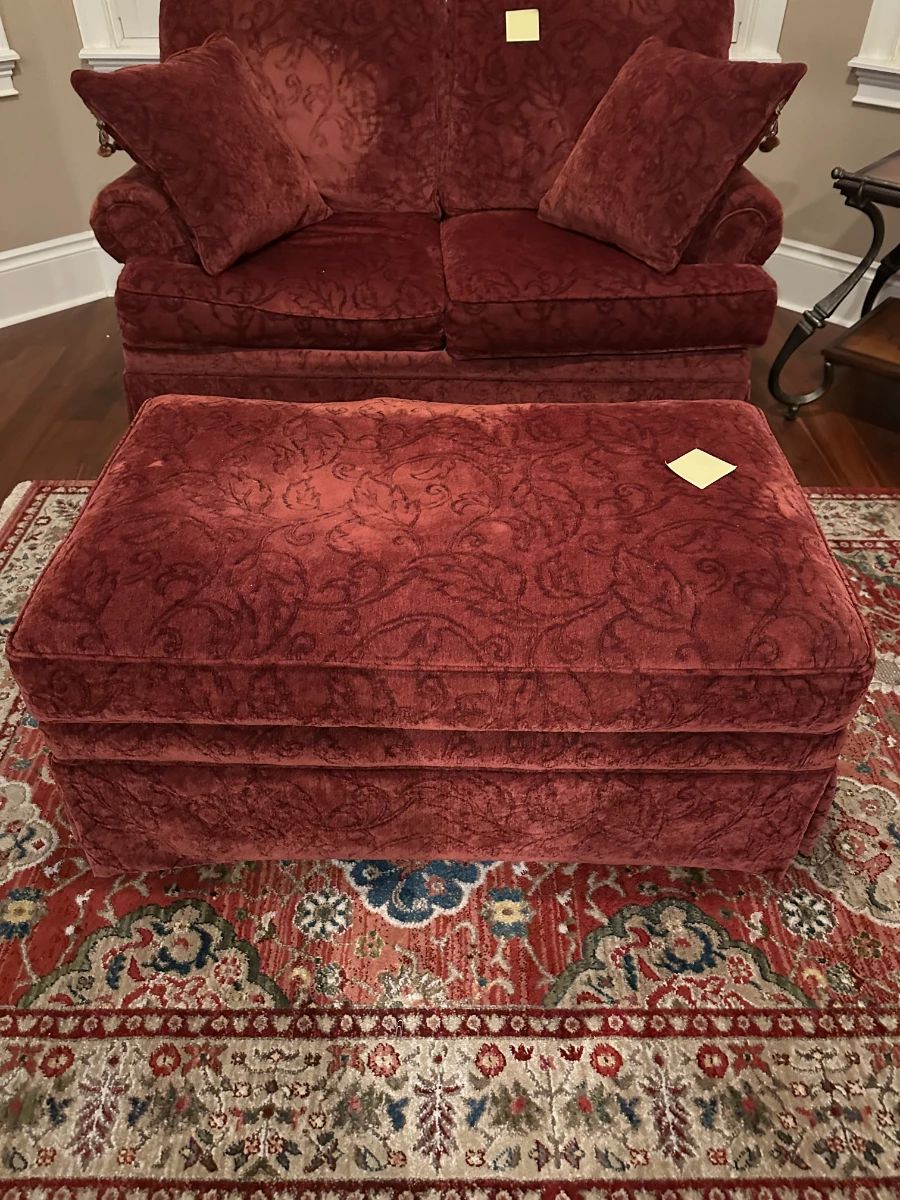 Floral Burnout Velvet Loveseat and Ottoman Set