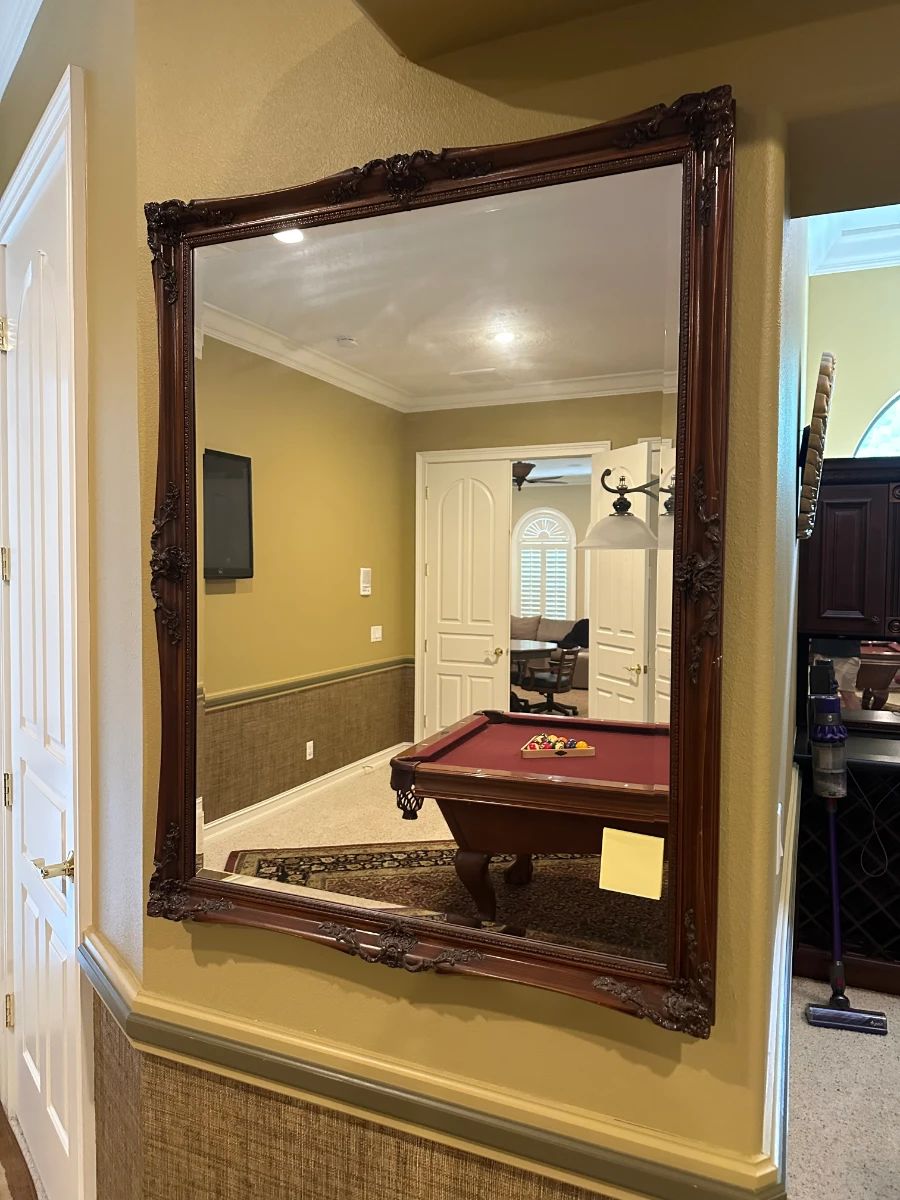 Ornate Carved Wood Frame Wall Mirror