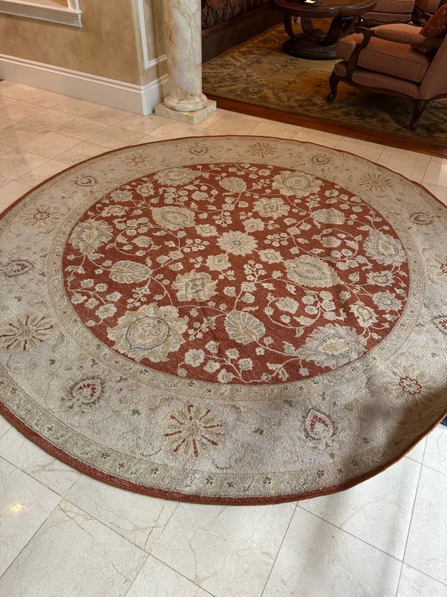 Traditional Persian-Style Floral Round Area Rug