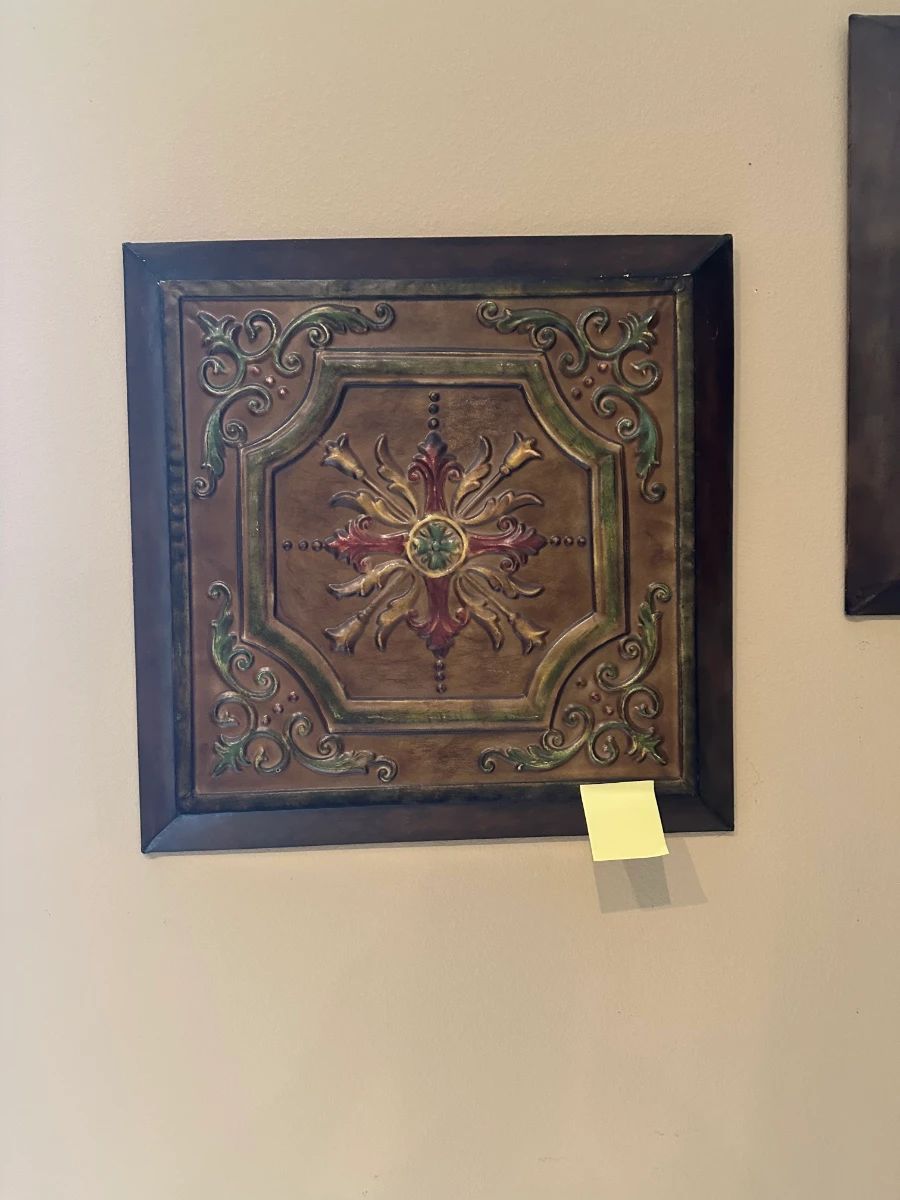 Embossed Tin Decorative Wall Panel with Medallion Motif