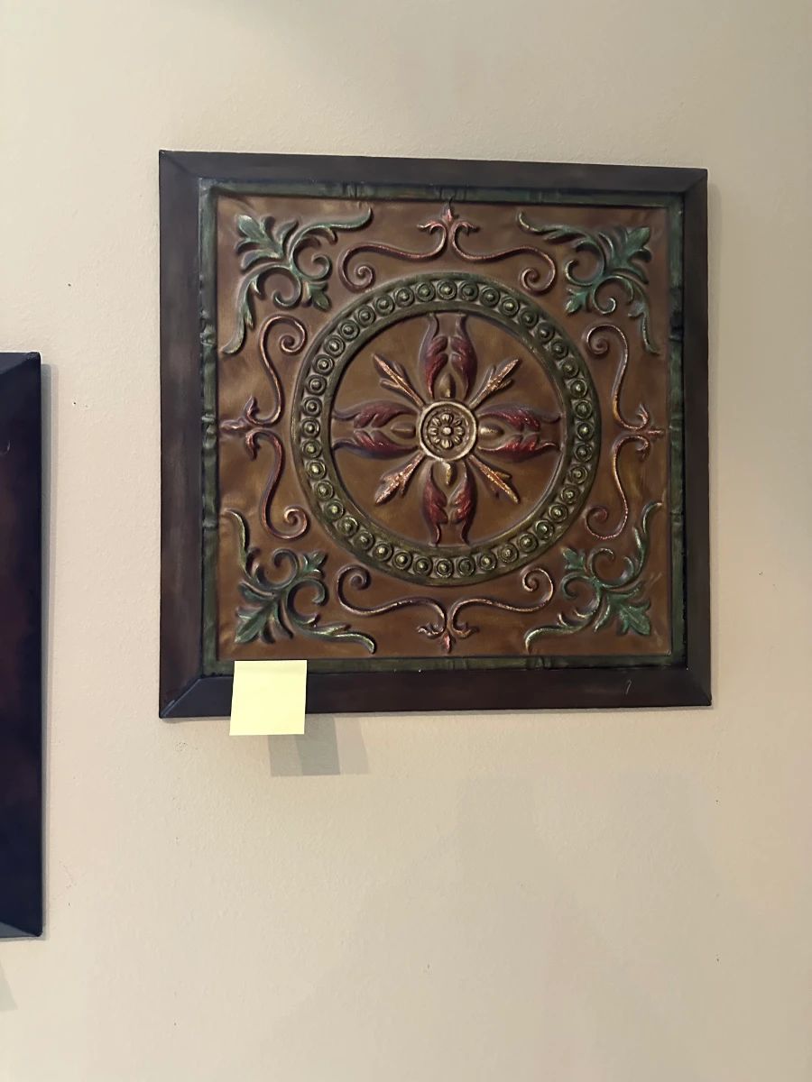 Tuscan Style Embossed Metal Floral Wall Art Pane