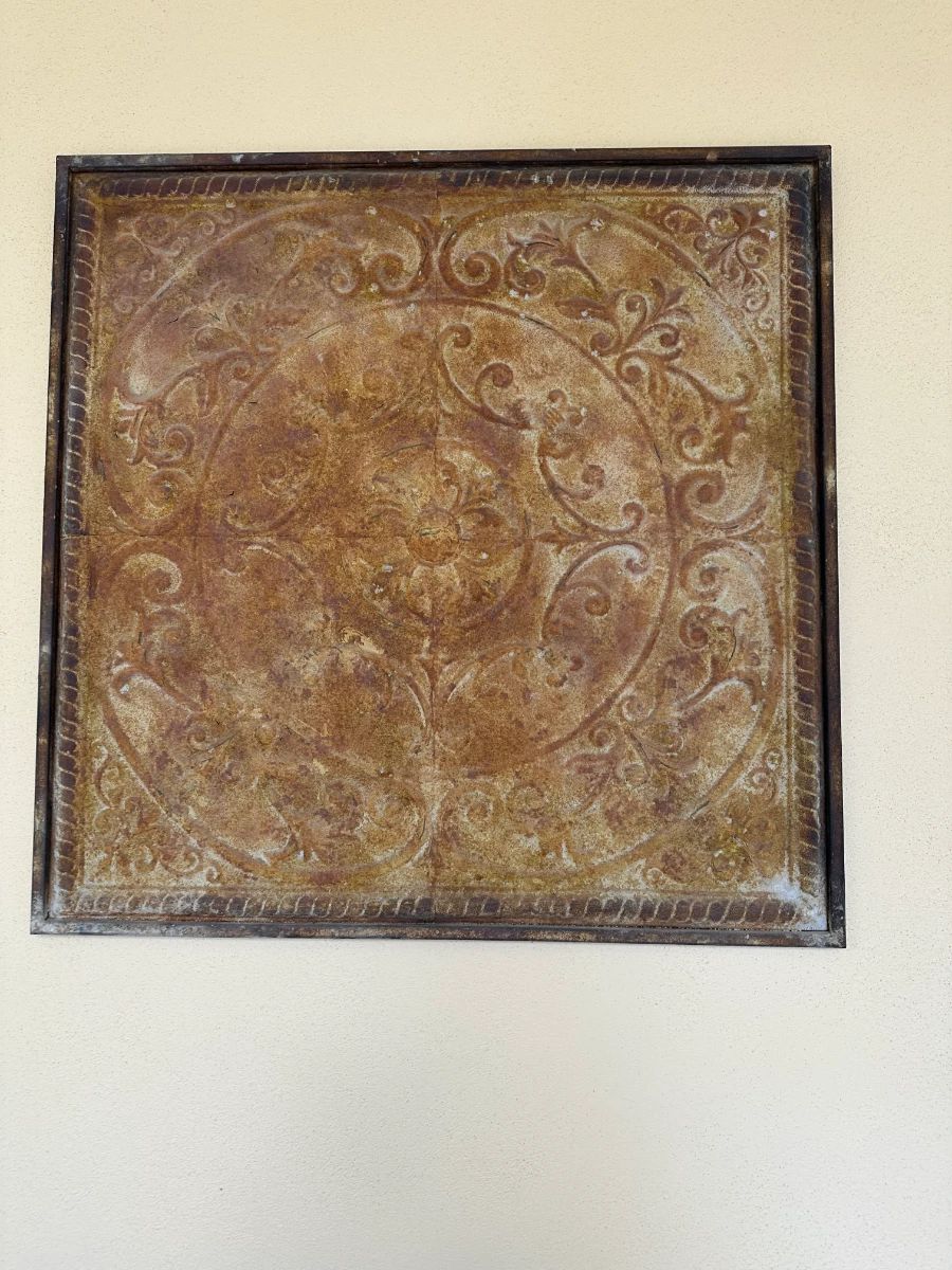 Antique Pressed Tin Ceiling Tile Fragment