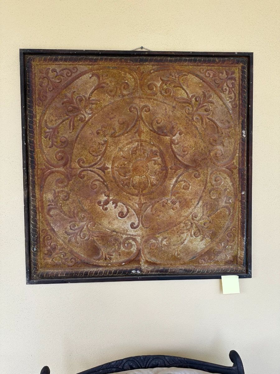 Ornate Embossed Tin Wall Panel with Scrollwork