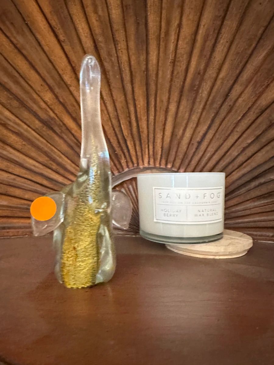 Sand + Fog Holiday Berry Candle & Glass Elephant Figurine Home Decor Set