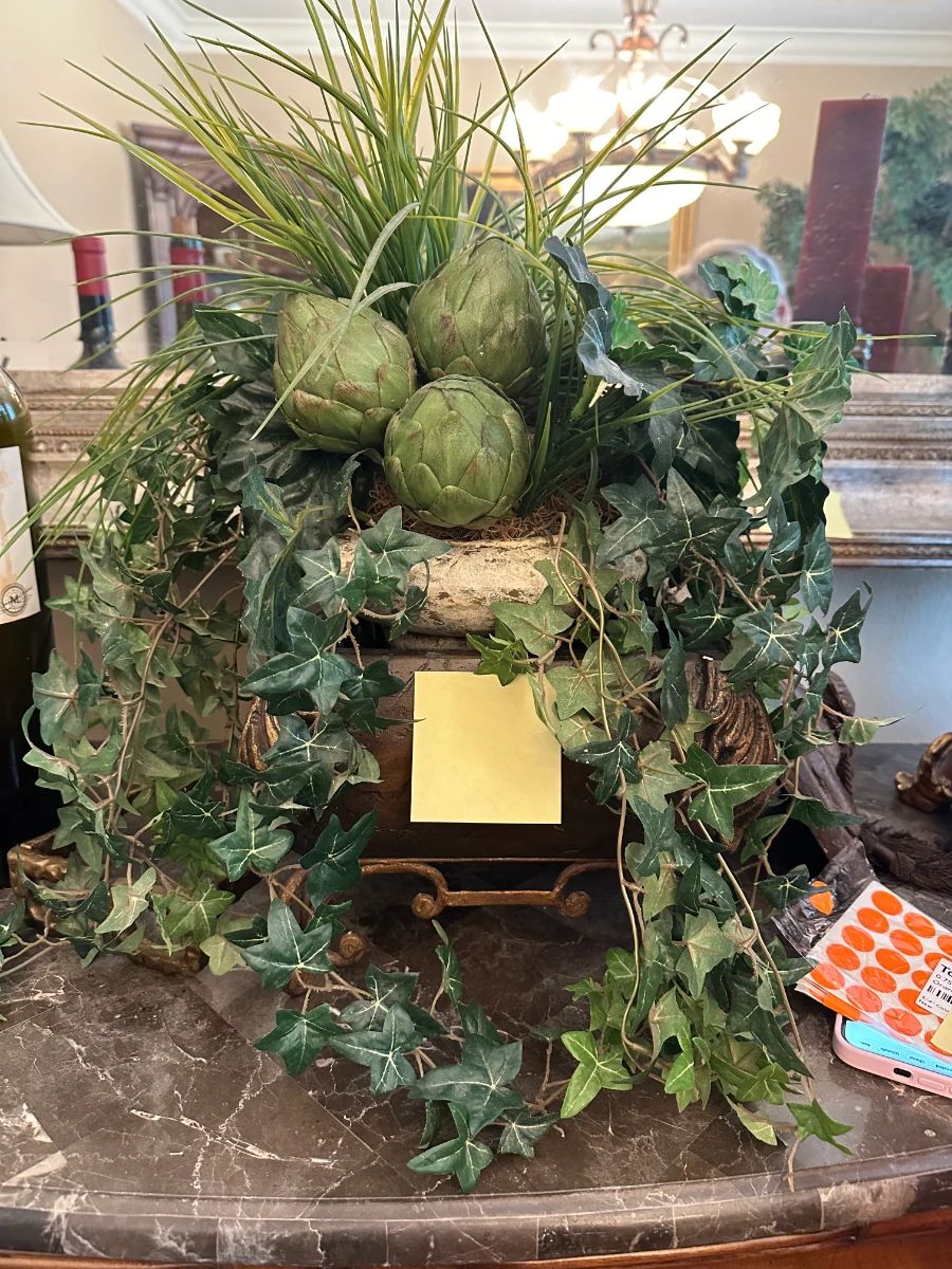 Artificial Floral Arrangement with Artichokes and Ivy Ligustrum