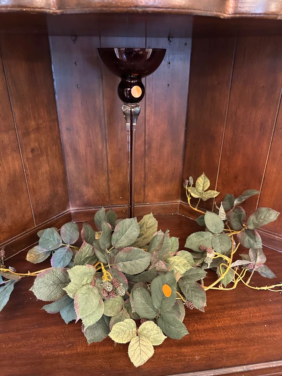 Art Glass Pedestal Dish with Amethyst Bowl