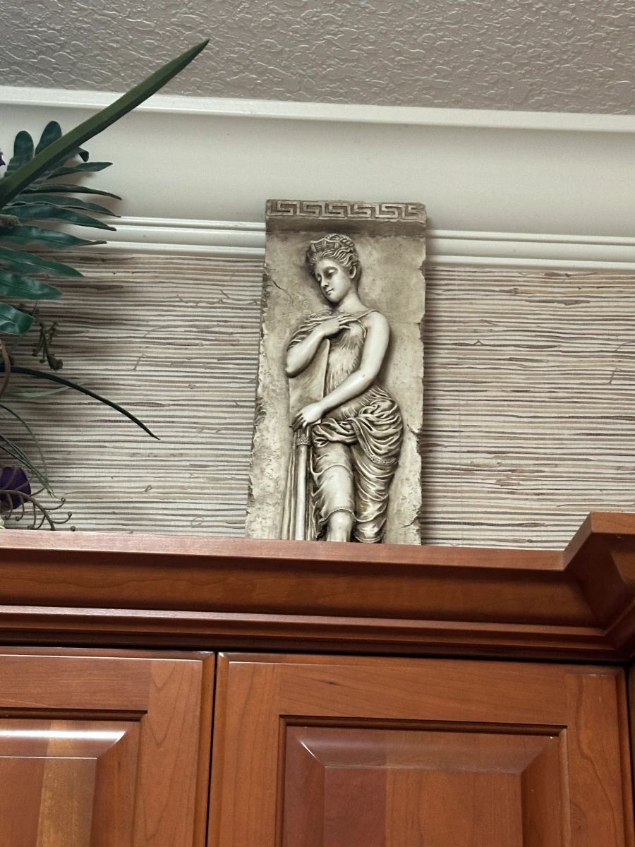 Classical Female Figure Relief Plaque with Greek Key Border