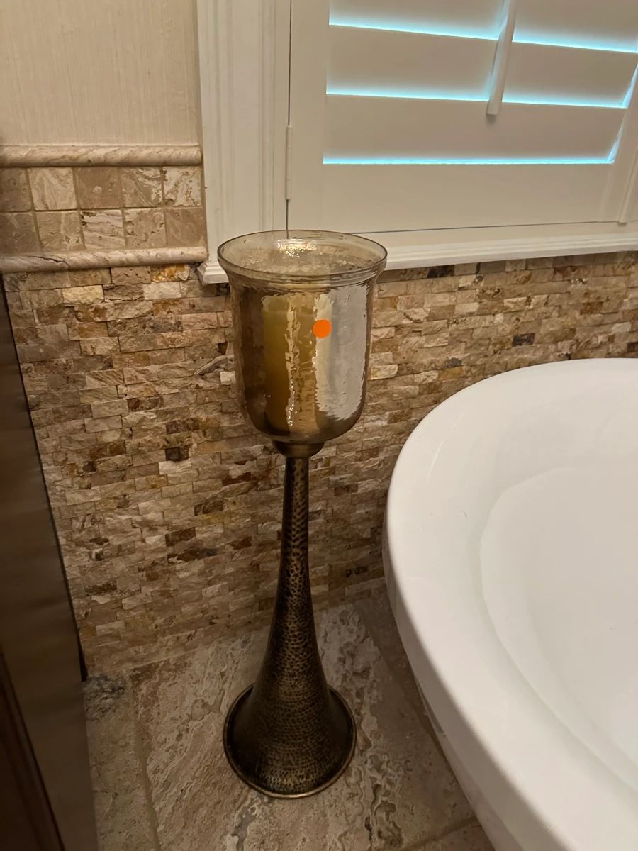 Uttermost Hammered Metal Pedestal Candle Holder