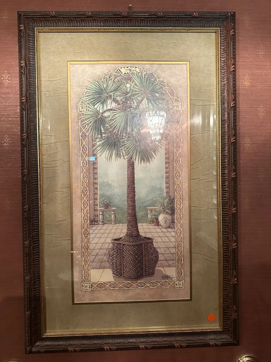 Framed Botanical Print with Palm Tree Motif