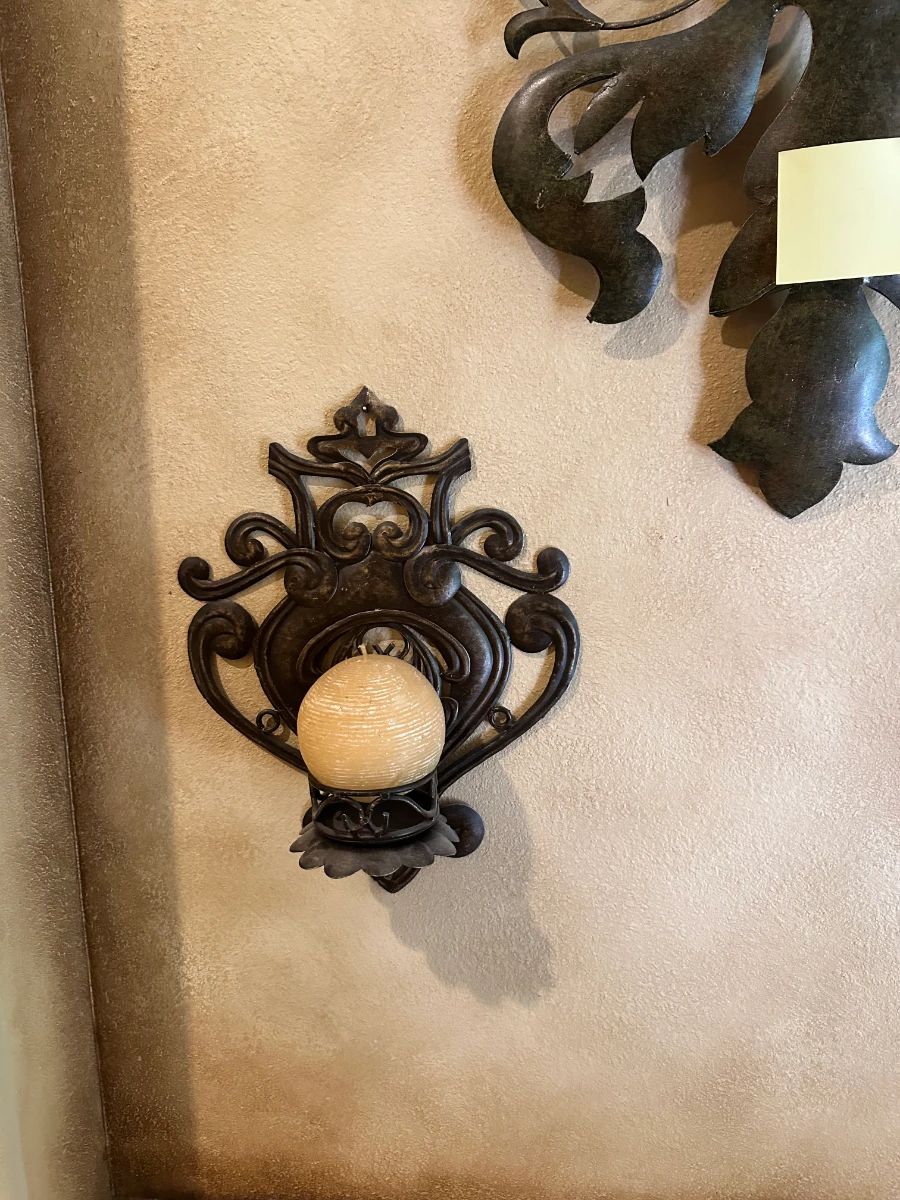 Decorative Metal Sconce with Candle