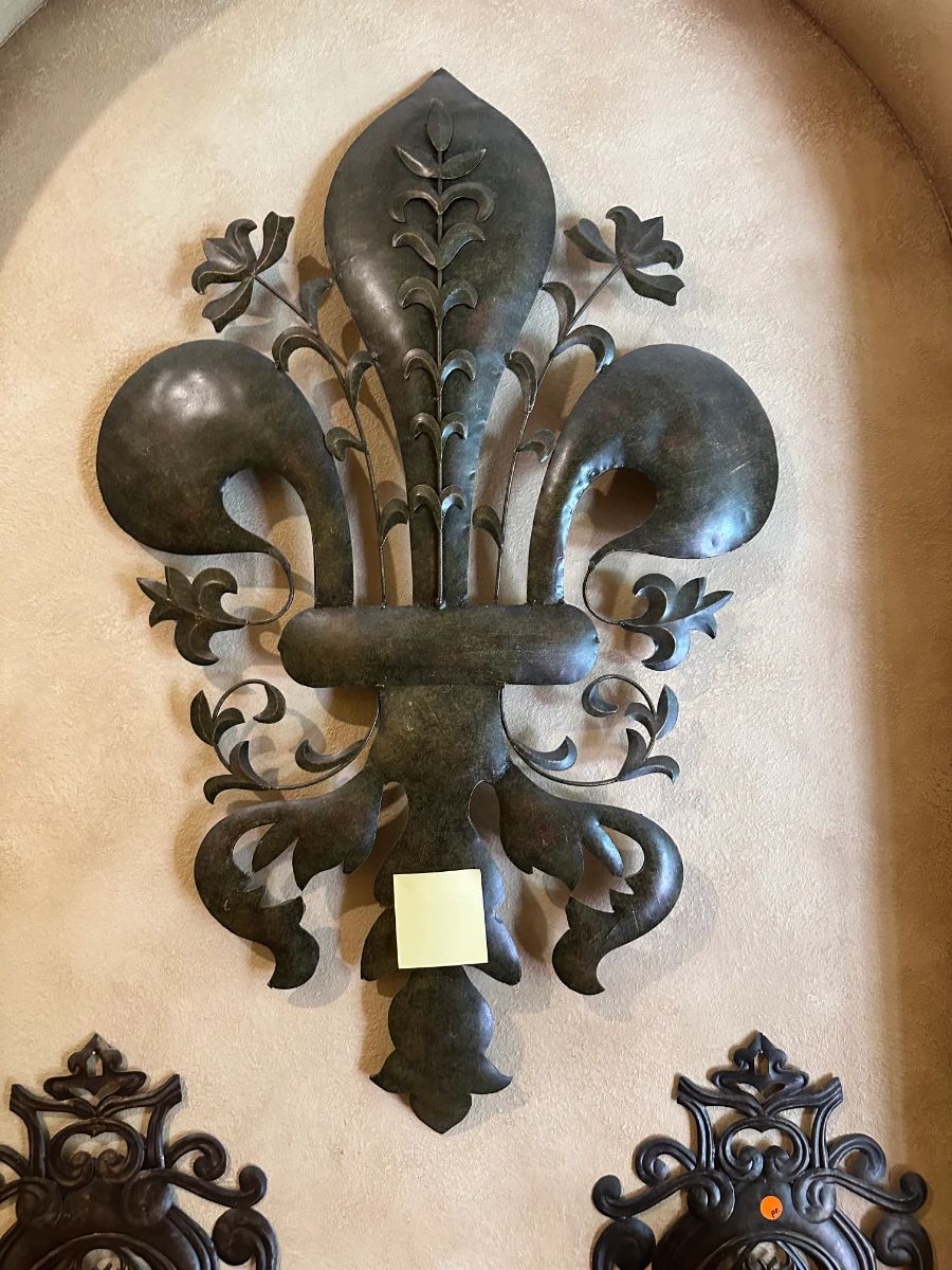 Large Ornate Fleur-de-lis Metal Wall Art