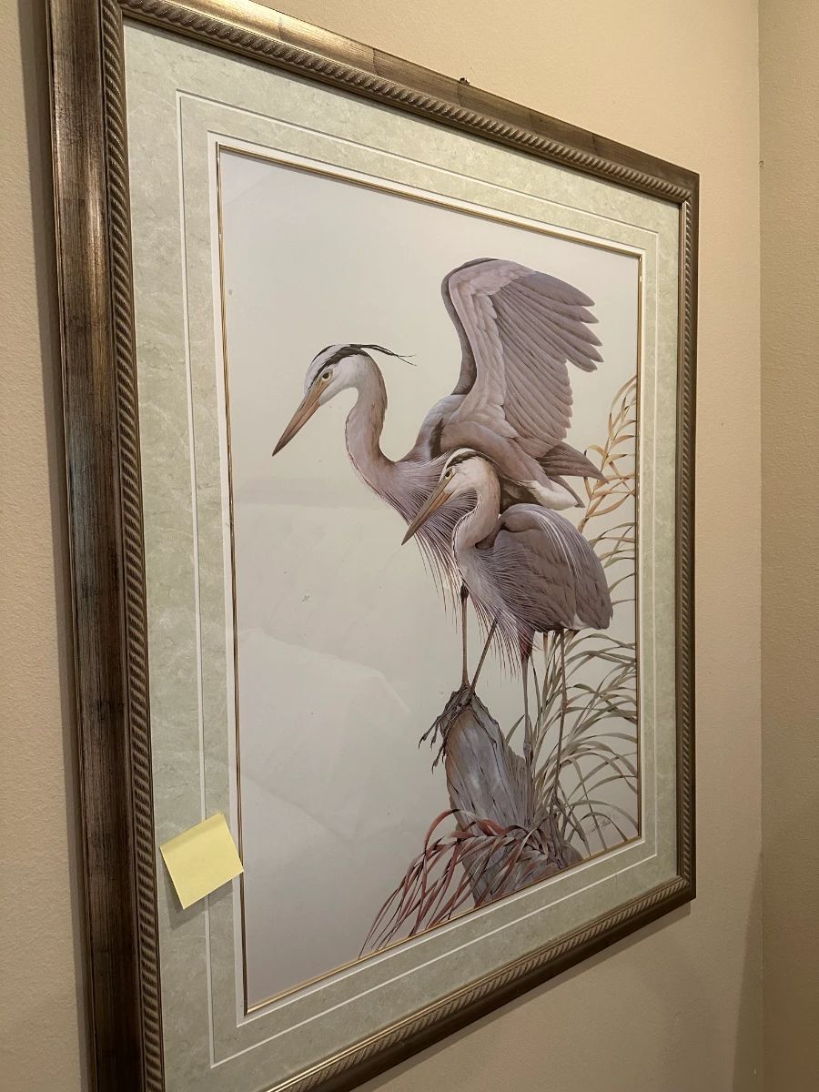 Heron Print in Decorative Frame