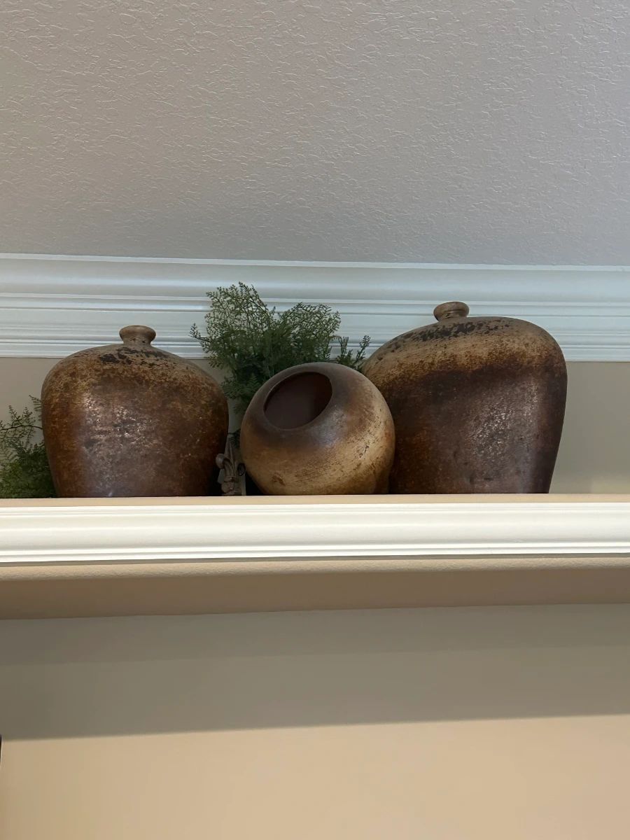 Rustic Ceramic Vase Trio Lot