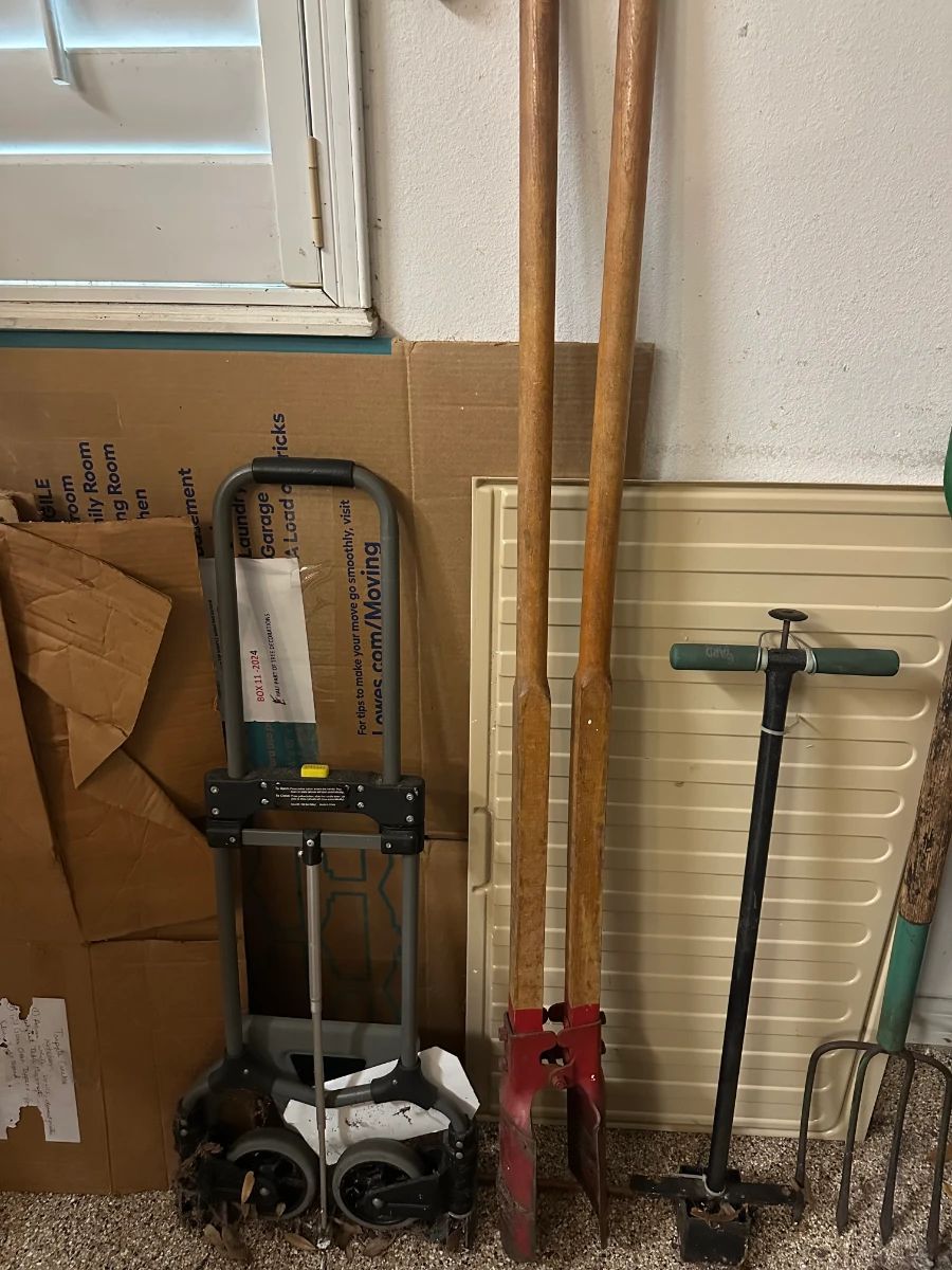 Gardening Tools & Moving Cart Lot