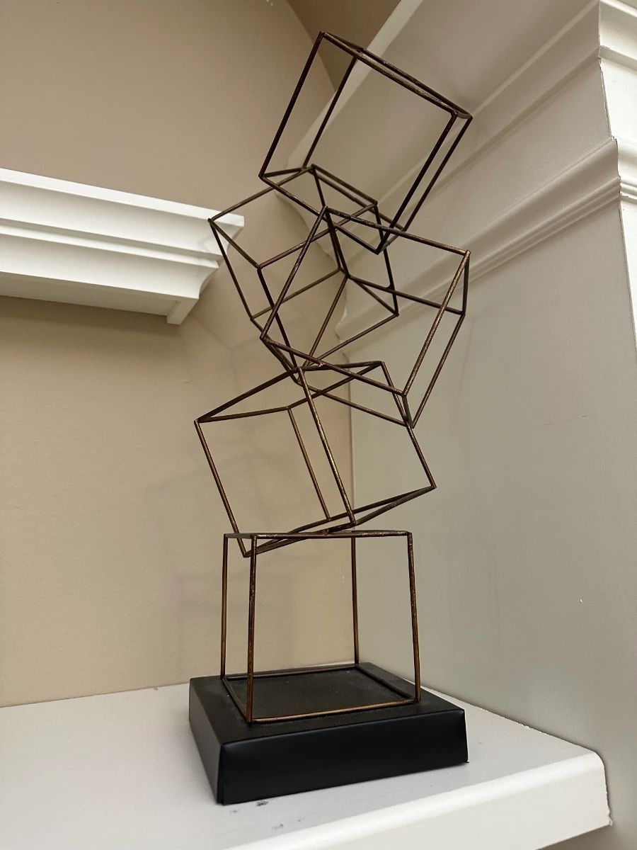 Abstract Geometric Wire Sculpture Base