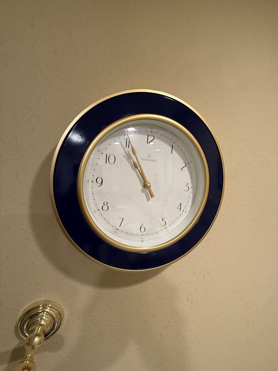 Everhome Navy Blue & Gold Bezel Wall Clock
