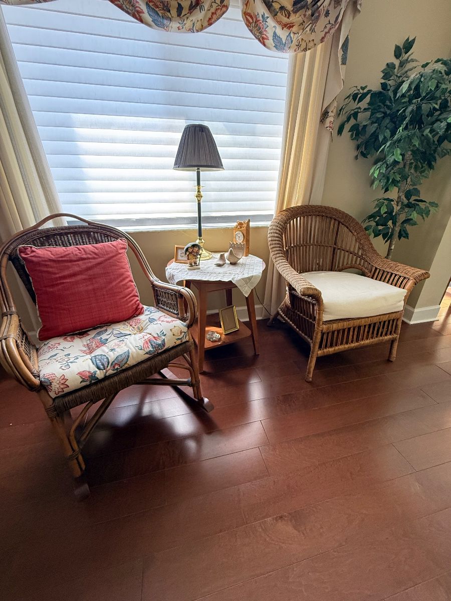 Wicker Furniture Assortment with Decorative Accessories