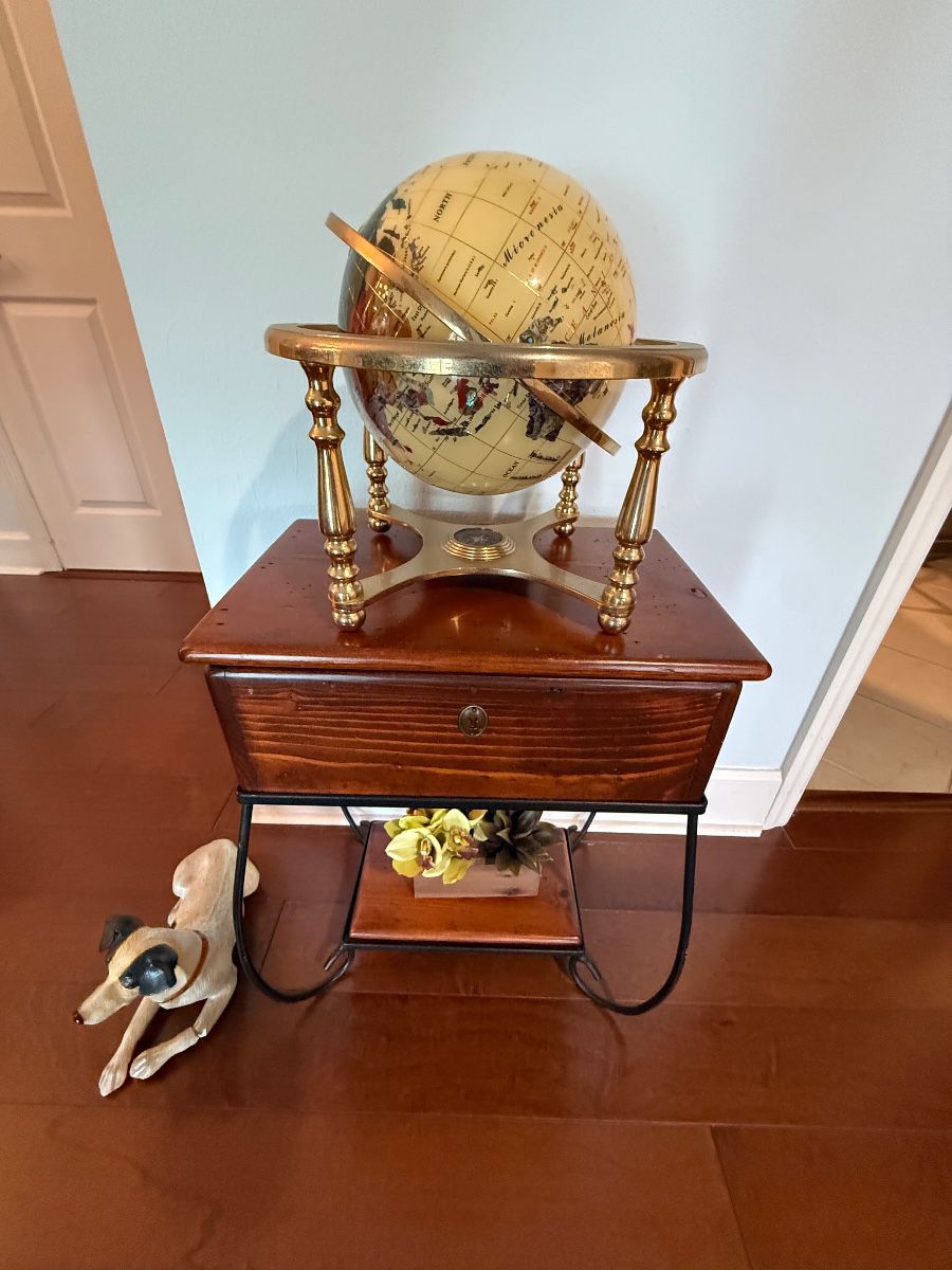 Decorative Globe Assortment with Side Table and Figurines