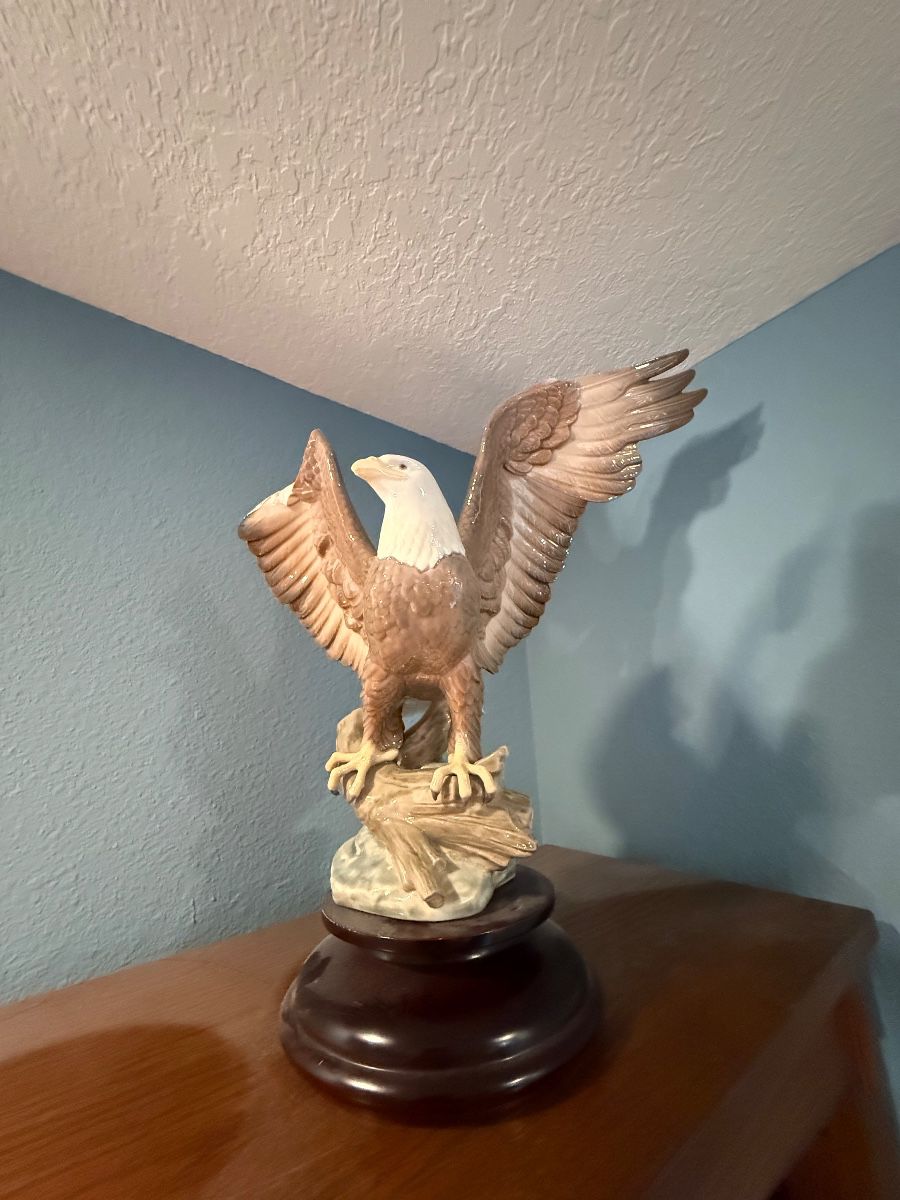 Mid-Century Ceramic Eagle Figurine on Pedestal
