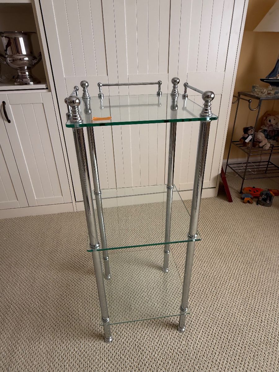 Chrome and Glass Three-Tier Shelf Etagere