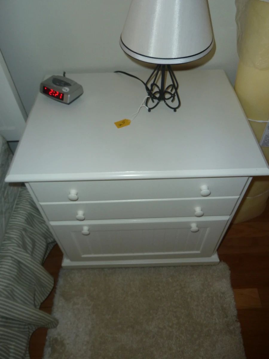 White Nightstand with 3 Drawers and 1 Cabinet