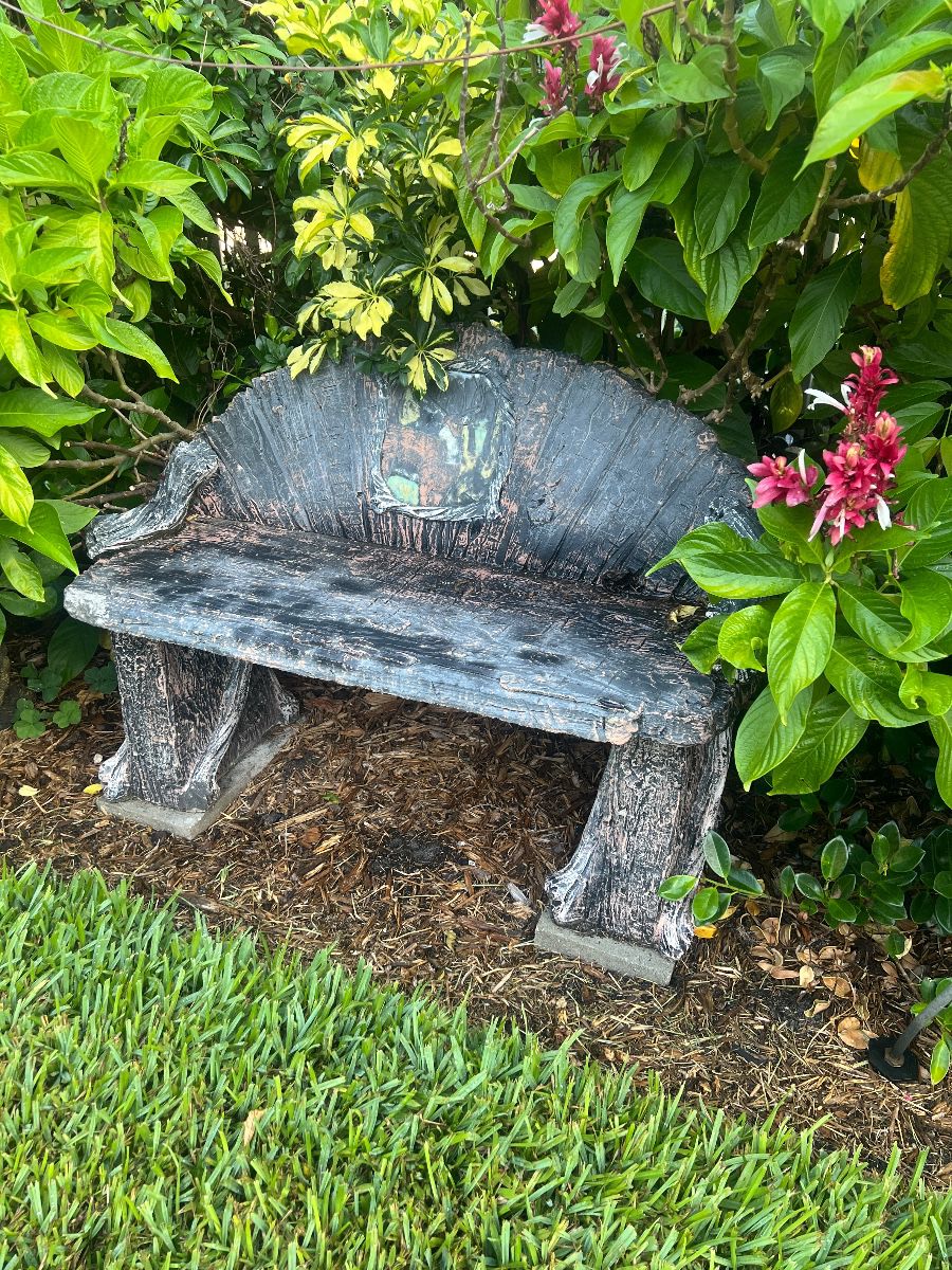 Embossed Concrete Garden Bench with Wood Grain Finish