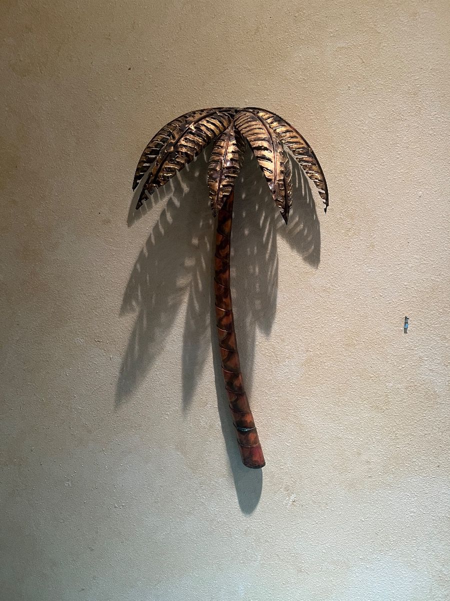 Mid-Century Modern Metal Palm Tree Wall Sculpture