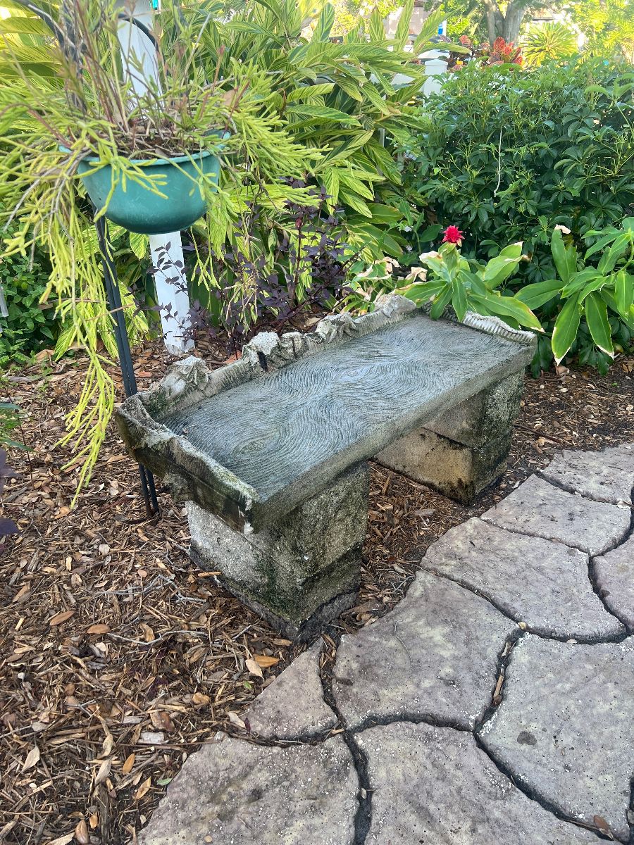 Concrete Garden Bench with Wood Grain Seat