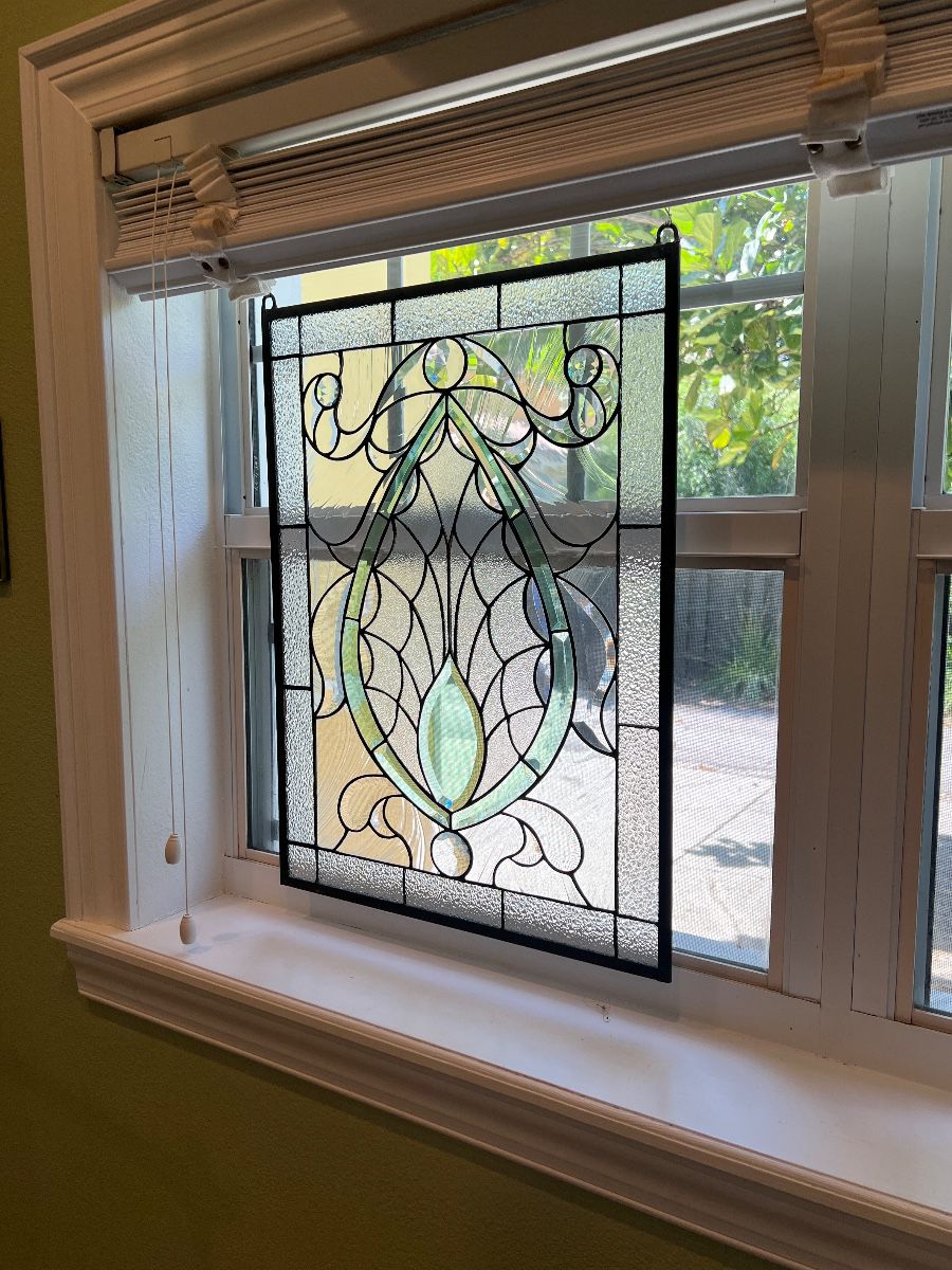 Ornate Stained Glass Window Panel'