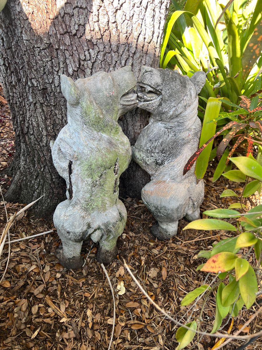 Vintage Concrete Dog Garden Statues (Pair)