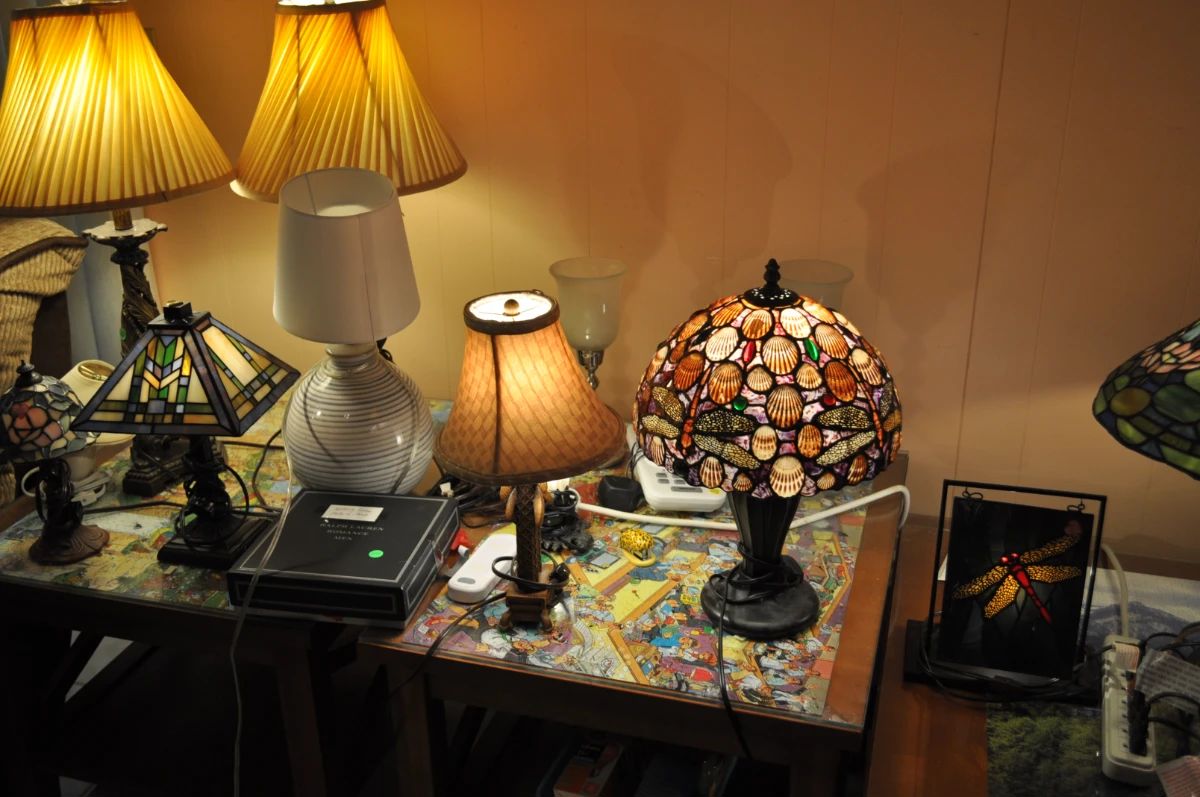 Inagural Jaguar Merch, Tiffany Style Lamps,  Tommy Bahama Style Decor