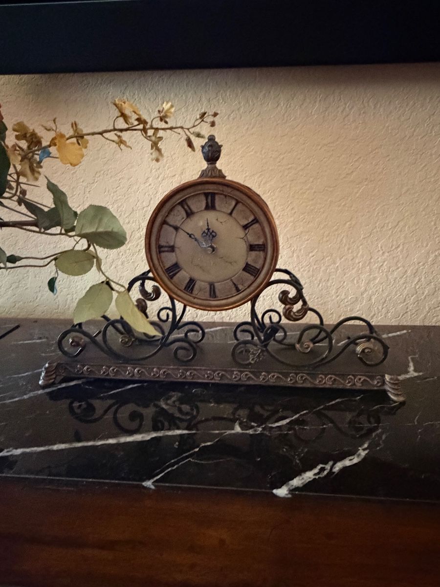 Vintage Ornate Metal Mantle Clock Display Stand