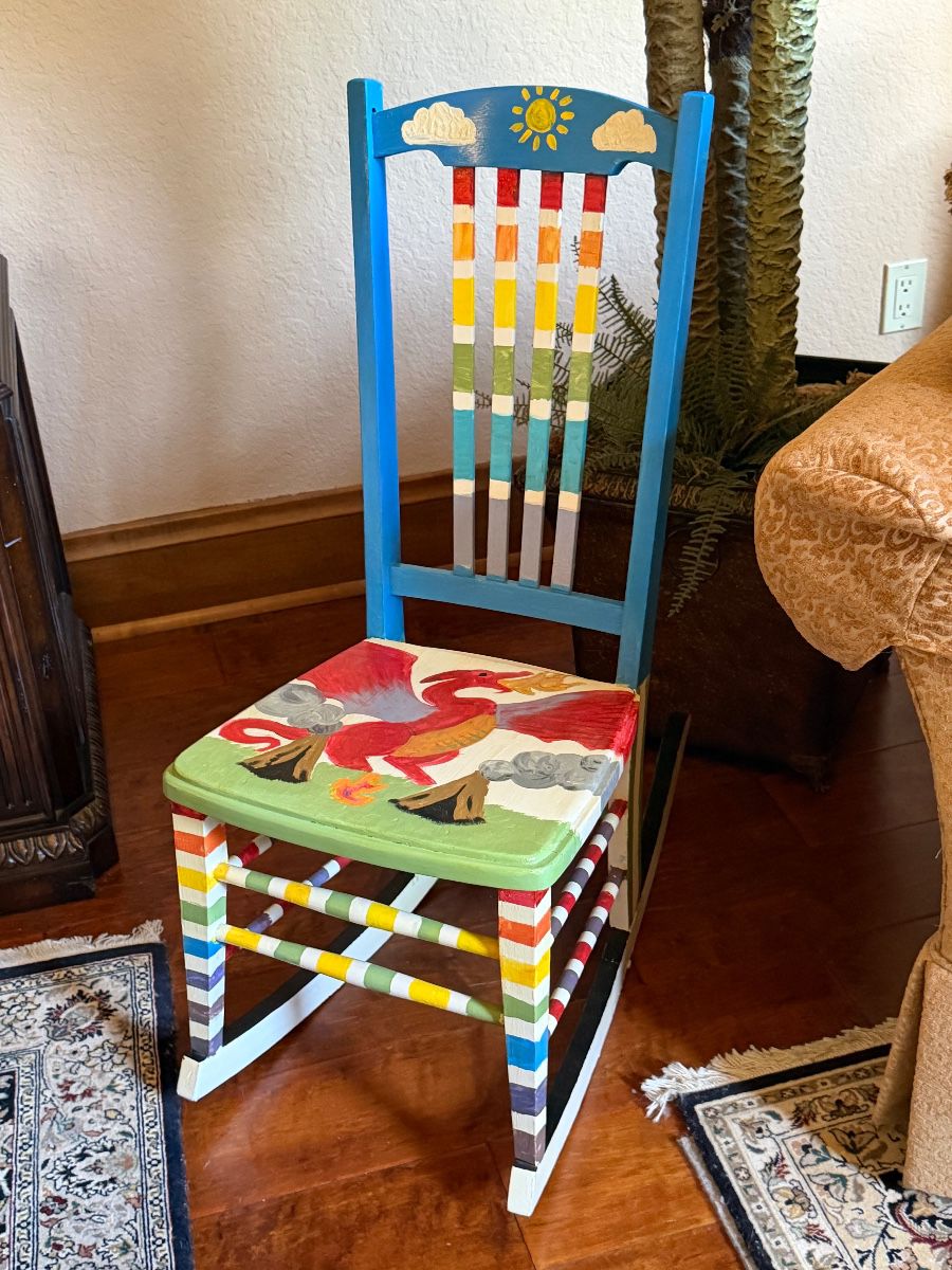 Children's Hand-Painted Dragon Rocking Chair
