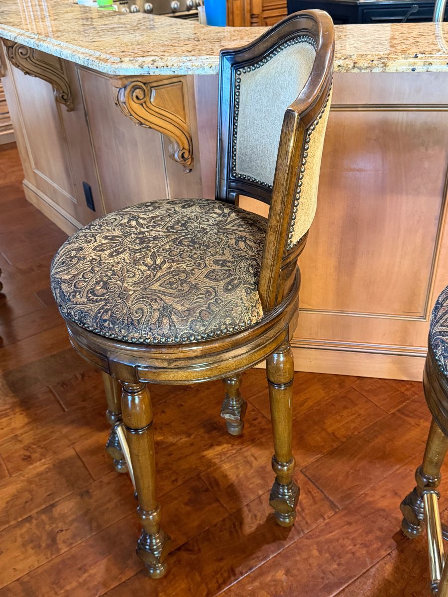 Upholstered Bar Stool with Decorative Wood Finish