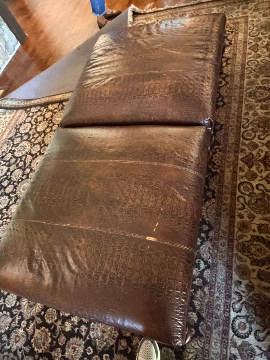 Embossed Faux Leather Chaise Lounge Cushion