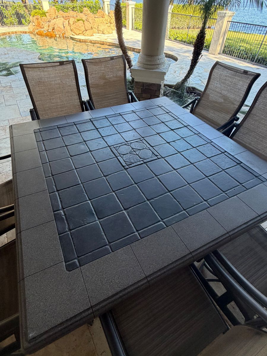 Tiled Square Outdoor Dining Table with Chairs