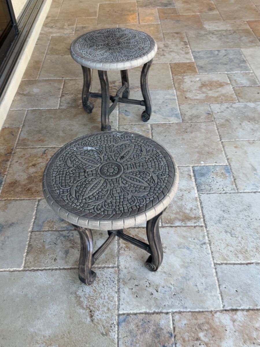 Ornate Cast Aluminum Side Table Set