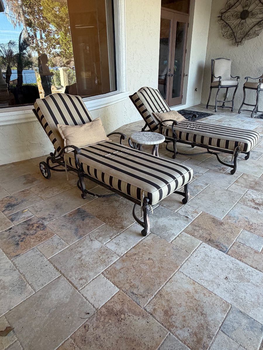 Outdoor Chaise Lounge Set with Side Table