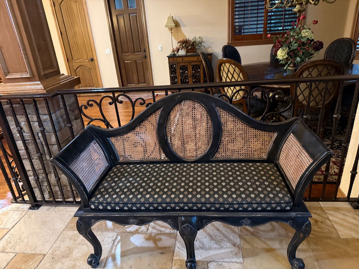 Vintage Cane Back Accent Bench