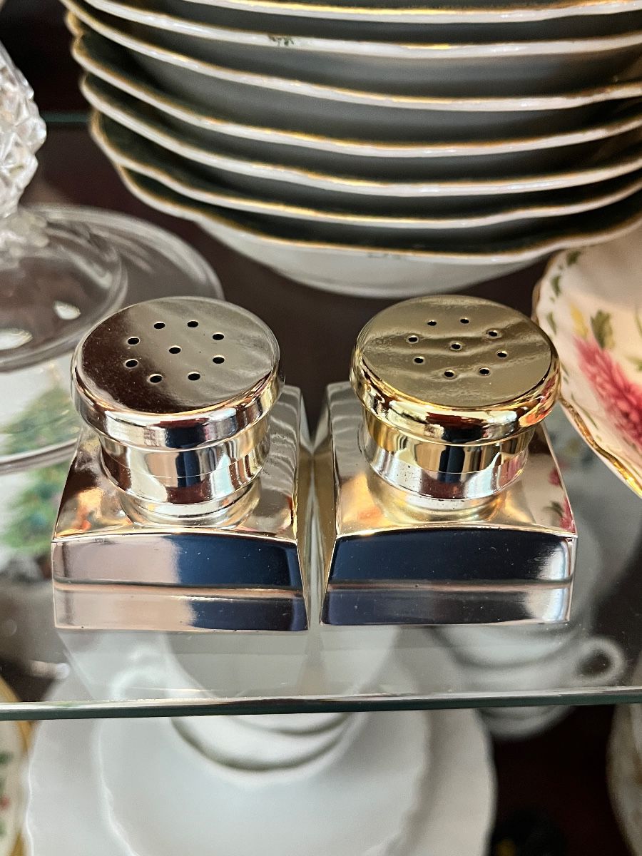 Silver-Plated Modernist Salt and Pepper Shakers